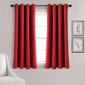 LushDecor Insulated Grommet Blackout Window Curtain Panel Set in Red