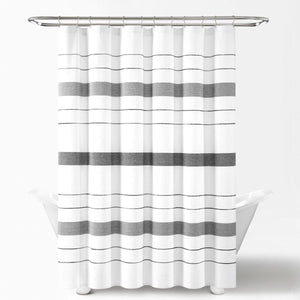 Chic Stripe Yarn Dyed Eco-Friendly Recycled Cotton Blend Shower Curtain