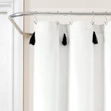 Boho Tassel Stripe Yarn Dyed Recycled Cotton Blend Shower Curtain