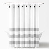 Boho Tassel Stripe Yarn Dyed Recycled Cotton Blend Shower Curtain