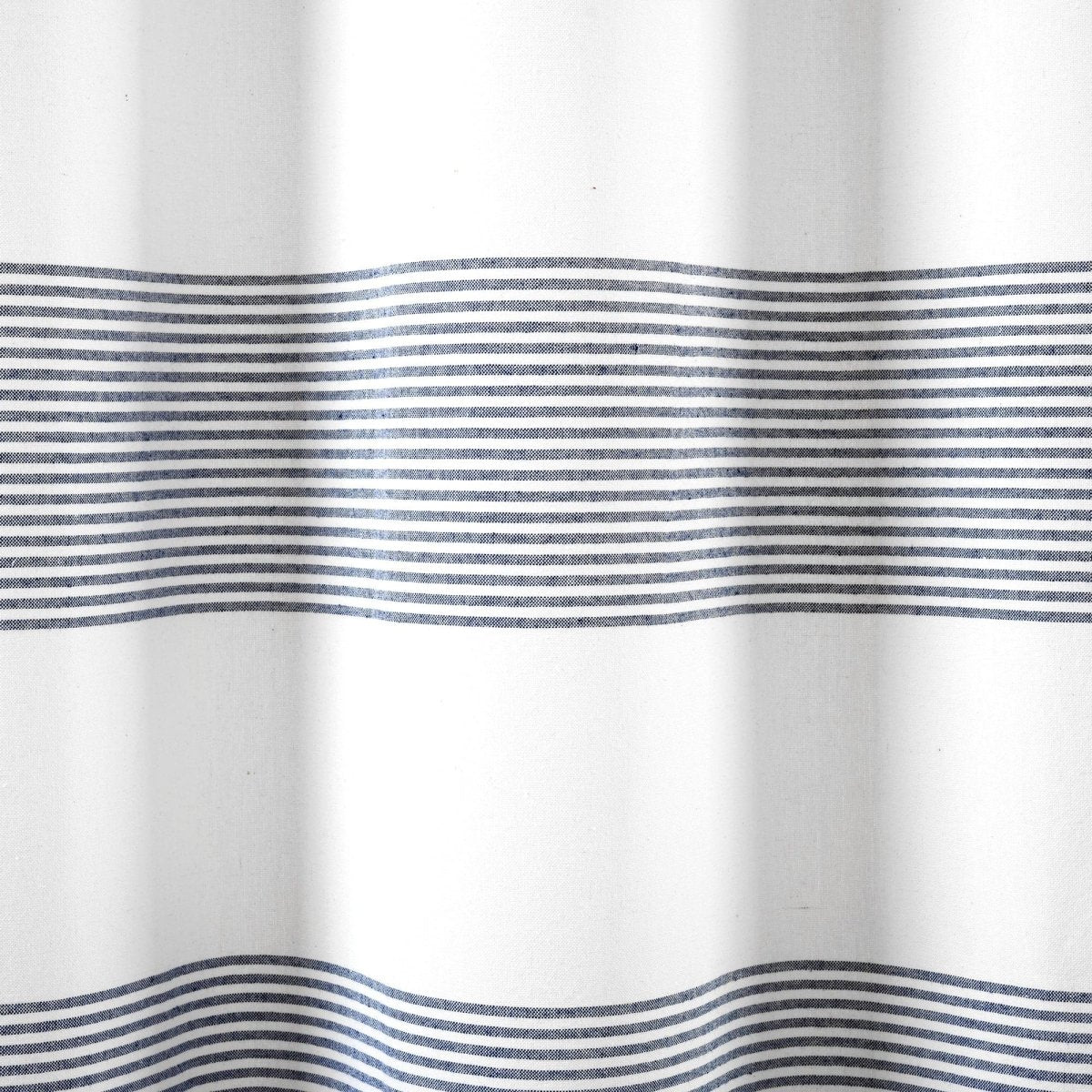 Boho Tassel Stripe Yarn Dyed Recycled Cotton Blend Shower Curtain