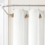 Boho Tassel Stripe Yarn Dyed Recycled Cotton Blend Shower Curtain