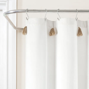 Boho Tassel Stripe Yarn Dyed Recycled Cotton Blend Shower Curtain