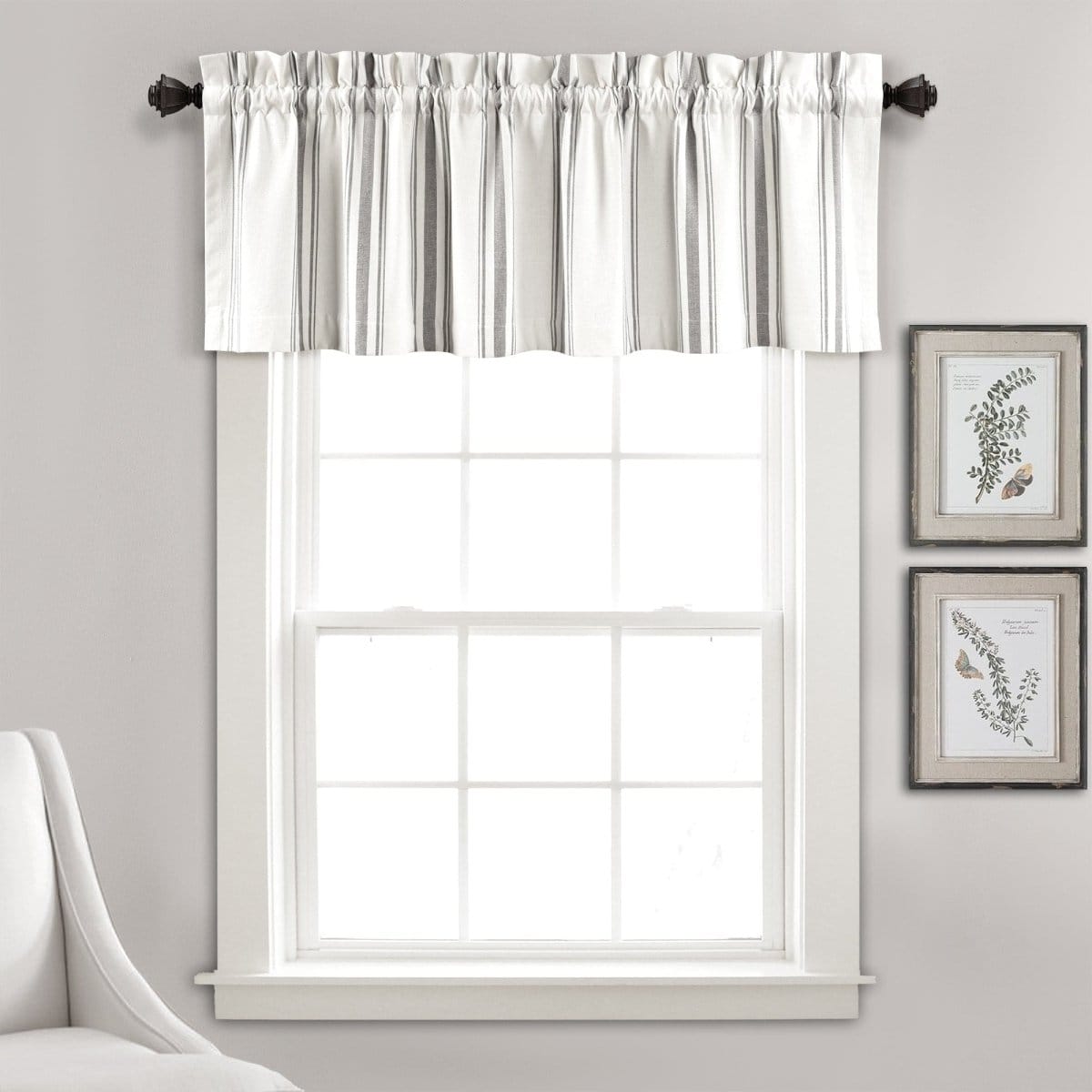 LushDecor Farmhouse Stripe Yarn Dyed Recycled Cotton Blend Valance in Gray