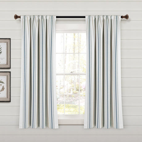 Farmhouse Stripe Yarn Dyed Recycled Cotton Blend Window Curtain Panel Set