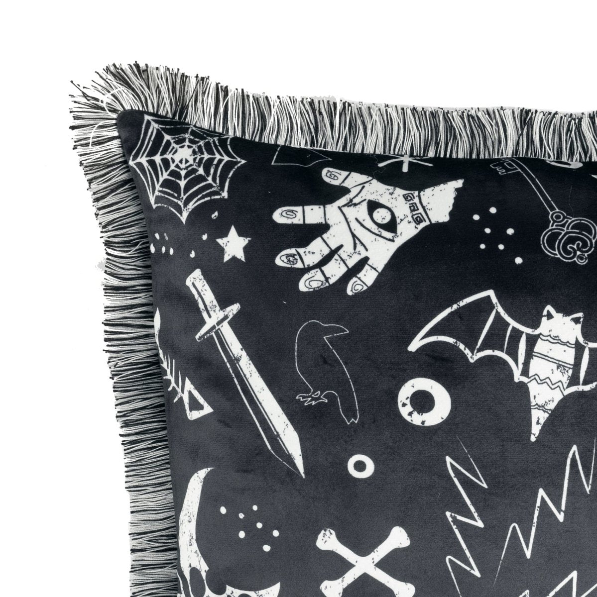 Halloween Elements Decorative Pillow 18x18 Inch Faux Velvet