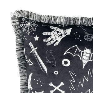 Halloween Elements Decorative Pillow 18x18 Inch Faux Velvet