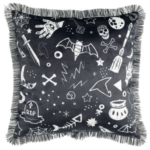 Halloween Elements Decorative Pillow 18x18 Inch Faux Velvet