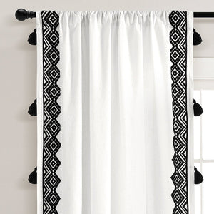 Aztec Diamond Border Tassel Window Curtain Panel