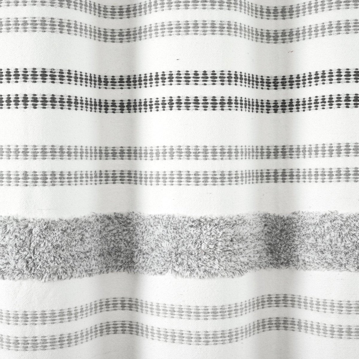Modern Tufted Stripe Yarn Dyed Recycled Cotton Blend Shower Curtain