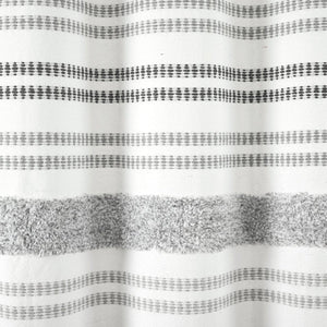 Modern Tufted Stripe Yarn Dyed Recycled Cotton Blend Shower Curtain