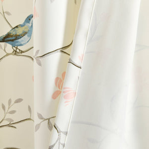 Botanical Bird & Flower Light Filtering Window Curtain Panel Set