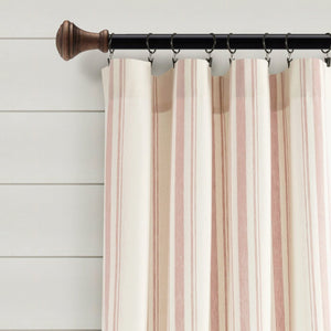 Farmhouse Stripe Yarn Dyed Recycled Cotton Blend Window Curtain Panel Set