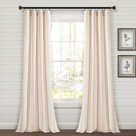 Farmhouse Stripe Yarn Dyed Recycled Cotton Blend Window Curtain Panel Set