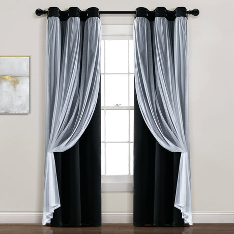 Grommet Sheer With Insulated Blackout Lining Curtain Panel Set