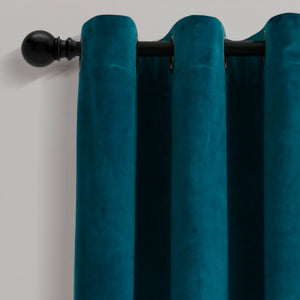 Prima Velvet Solid Grommet Light Filtering Curtain Panel Set