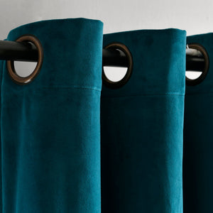 Prima Velvet Solid Grommet Light Filtering Curtain Panel Set