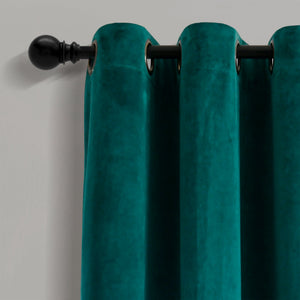 Prima Velvet Solid Grommet Light Filtering Curtain Panel Set
