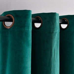 Prima Velvet Solid Grommet Light Filtering Curtain Panel Set