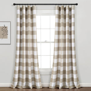 LushDecor Kelly Checker Light Filtering Window Curtain Panel Set in Neutral