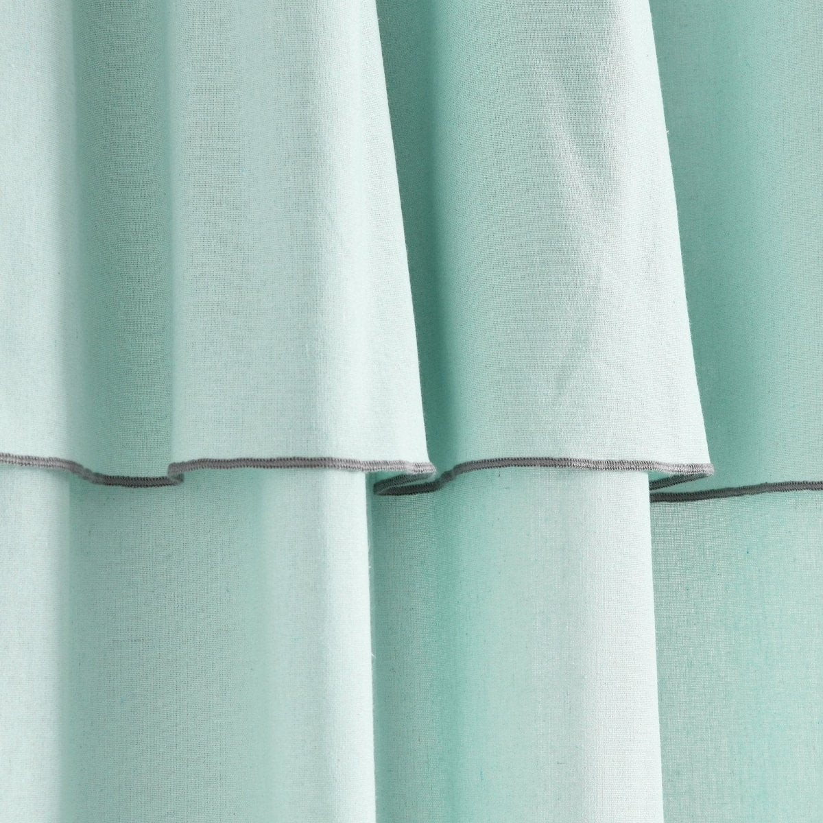 Modern Faux Linen Embroidered Edge Window Curtain Panel Set with Attached Valance