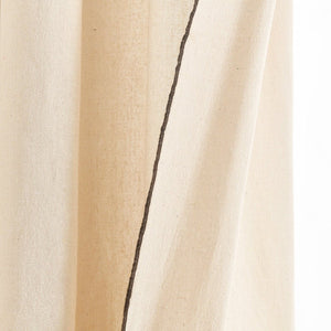 Modern Faux Linen Embroidered Edge Window Curtain Panel Set with Attached Valance