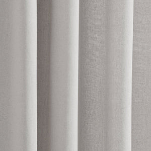 Modern Faux Linen Embroidered Edge Window Curtain Panel Set with Attached Valance