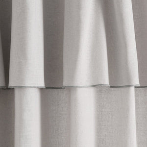 Modern Faux Linen Embroidered Edge Window Curtain Panel Set with Attached Valance