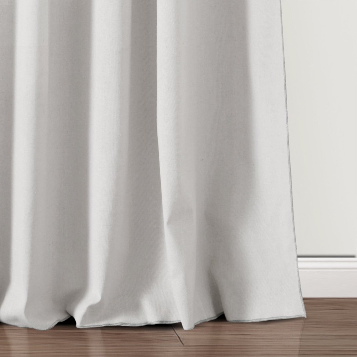 Modern Faux Linen Embroidered Edge Window Curtain Panel Set with Attached Valance
