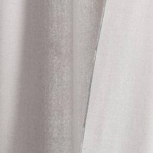 Modern Faux Linen Embroidered Edge Window Curtain Panel Set with Attached Valance