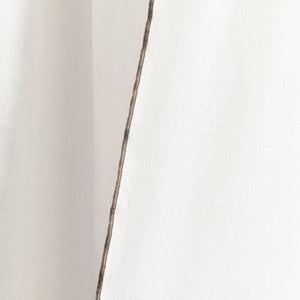 Modern Faux Linen Embroidered Edge Window Curtain Panel Set with Attached Valance