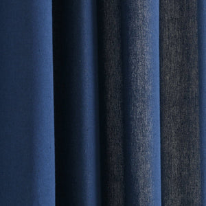 Modern Faux Linen Embroidered Edge Window Curtain Panel Set with Attached Valance