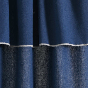 Modern Faux Linen Embroidered Edge Window Curtain Panel Set with Attached Valance