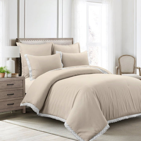 Rosalie Cottagecore Lace Trim 5 Piece Comforter Set