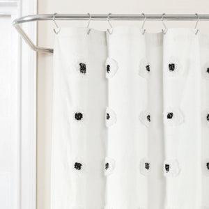 Boho Circle Tufted Yarn Dyed Recycled Cotton Blend Shower Curtain