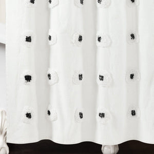 Boho Circle Tufted Yarn Dyed Recycled Cotton Blend Shower Curtain