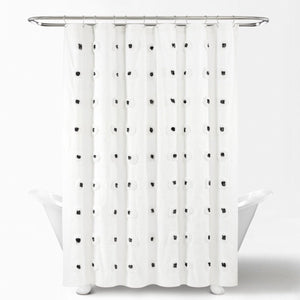 Boho Circle Tufted Yarn Dyed Recycled Cotton Blend Shower Curtain