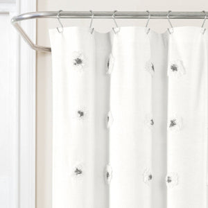 Boho Circle Tufted Yarn Dyed Recycled Cotton Blend Shower Curtain