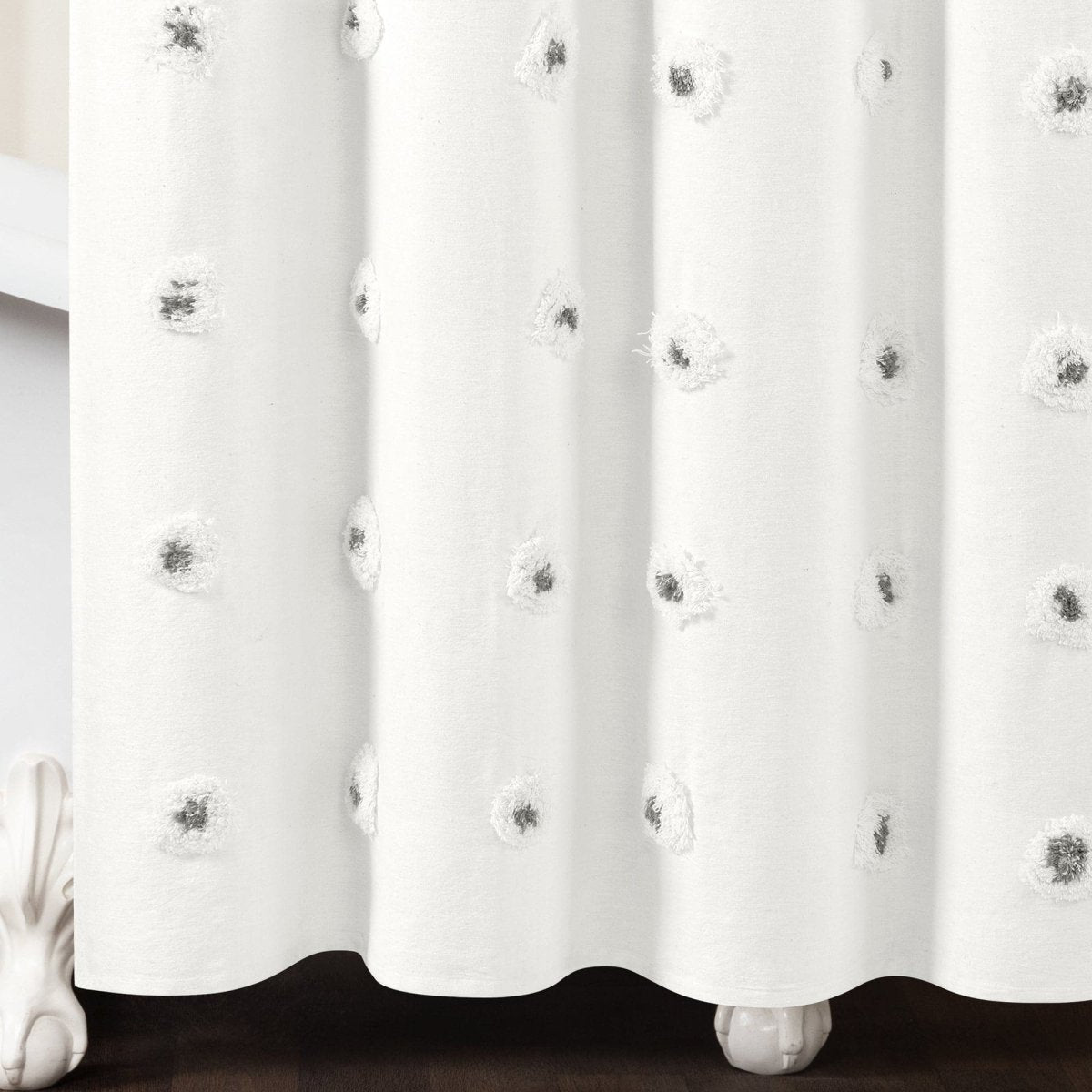 Boho Circle Tufted Yarn Dyed Recycled Cotton Blend Shower Curtain