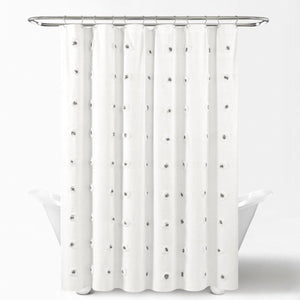 Boho Circle Tufted Yarn Dyed Recycled Cotton Blend Shower Curtain