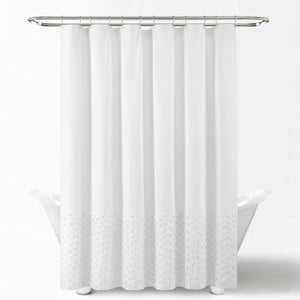 Boho Polka Dot Yarn Dyed Recycled Cotton Blend Shower Curtain
