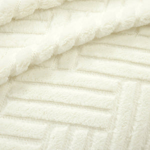 Super Cozy Ultra Soft Sherpa Jacquard Geo Blanket/Bedspread