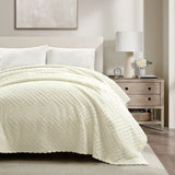 Super Cozy Ultra Soft Sherpa Jacquard Geo Blanket/Bedspread