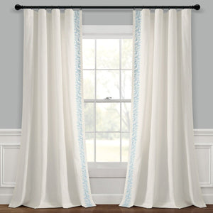 Luxury Modern Flower Linen Like Embroidery Border Window Curtain Panel