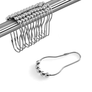 Rust Resistant Double Glide Metal Shower Curtain Hook Rings 12-Pc Set