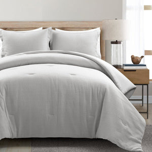 Haniya Solid Waffle Woven Cotton Textured Comforter Set