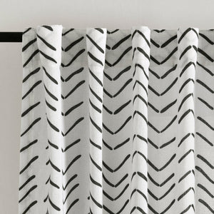 Hygge Modern Arrow Faux Linen Window Curtain Panel Set 2 Pieces