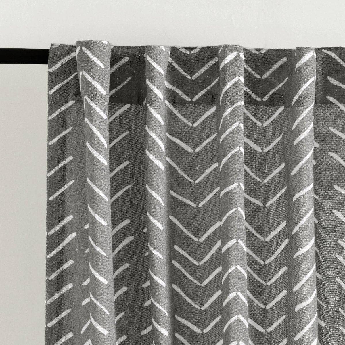 Hygge Modern Arrow Faux Linen Window Curtain Panel Set 2 Pieces