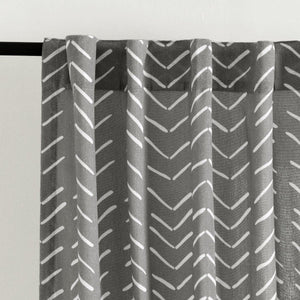 Hygge Modern Arrow Faux Linen Window Curtain Panel Set 2 Pieces