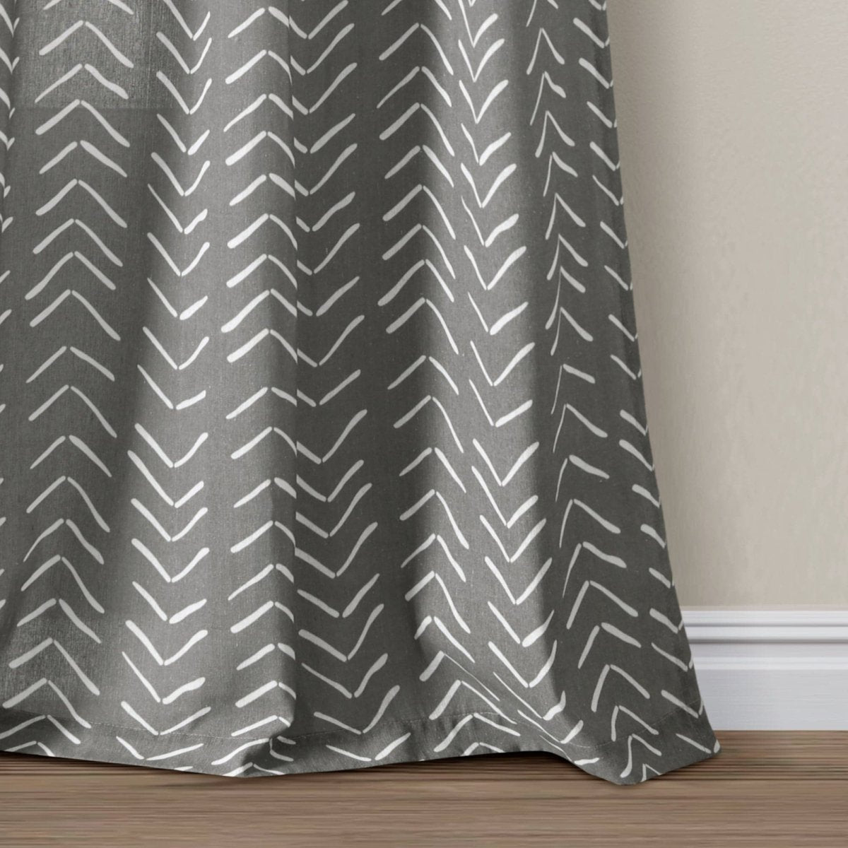 Hygge Modern Arrow Faux Linen Window Curtain Panel Set 2 Pieces